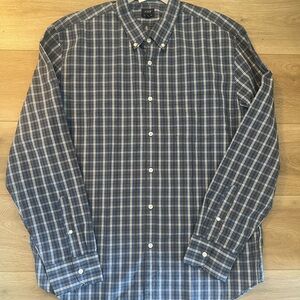 J. Crew Men's Blue Plaid Flex Wash Button-Down Shirt